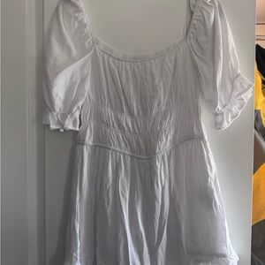 Women's White Puff-Sleeve Smocked Romper